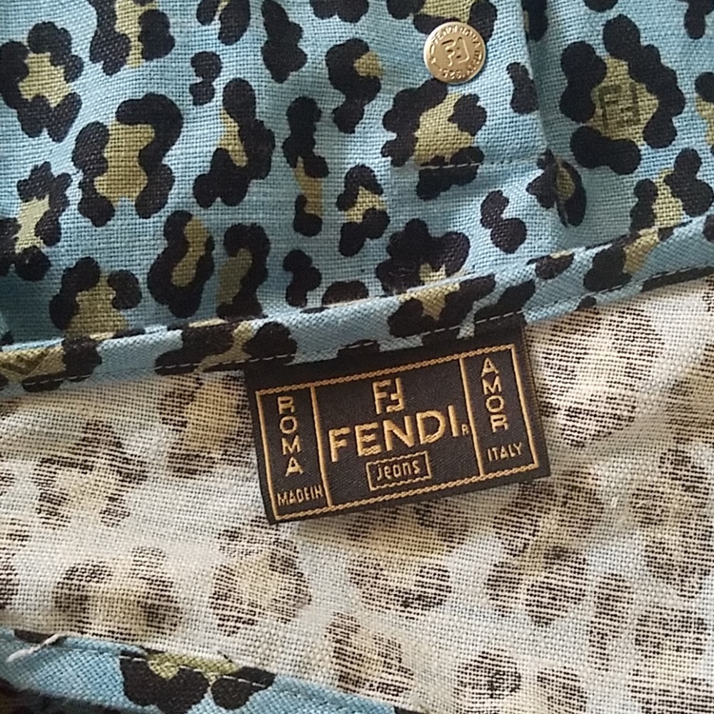 💎VINTAGE FENDI animal print linen halter size P
